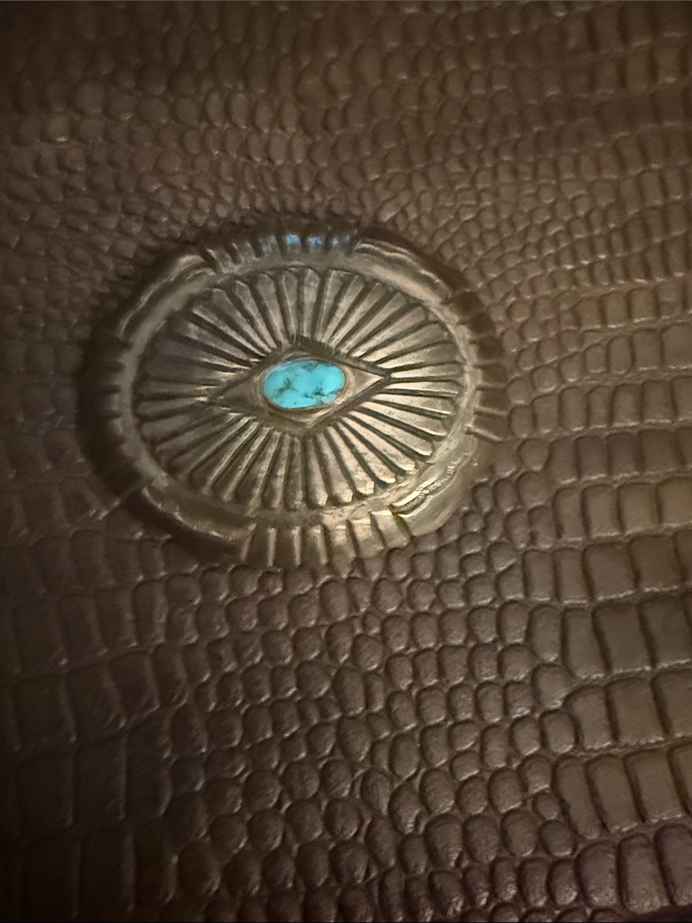 Vintage Signed LM 925 Ster Southwest Style Turquoise Concho Belt Buckle 59.9g